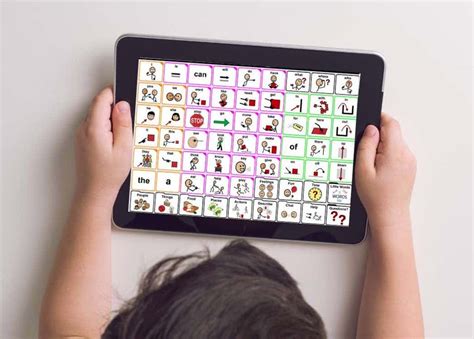 Ilustración de diferentes pictogramas utilizados en aplicaciones de comunicación aumentativa y alternativa.