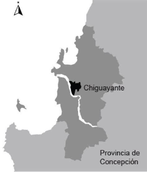 Esquema o mapa del área afectada en Chiguayante con la ubicación de la casa de reposo.