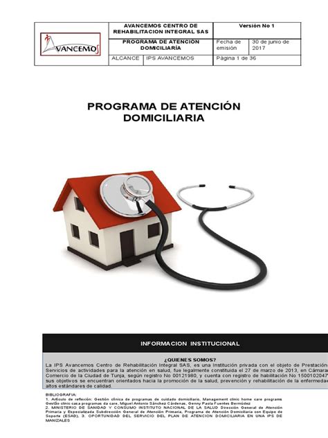 Esquema de los beneficios del programa de atención domiciliaria