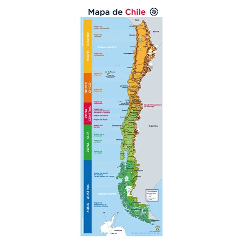 Mapa de Chile con un punto de ubicación resaltado