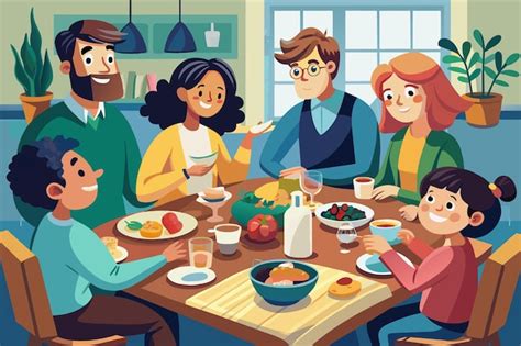 Ilustración de una familia rural humilde durante una época de escasez compartiendo una comida sencilla.