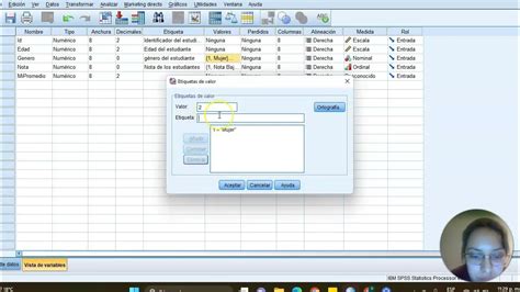 captura de pantalla de SPSS con variables 