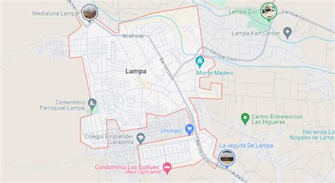 Mapa de la comuna de Lampa destacando zonas de vulnerabilidad