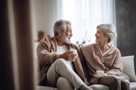 Pareja intergeneracional sonriendo, transmitiendo alegría y complicidad.