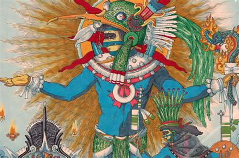 Representación artística o estatua del dios Huitzilopochtli o Quetzalcoatl.