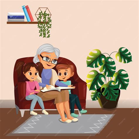 Abuela leyendo la Biblia a sus nietos