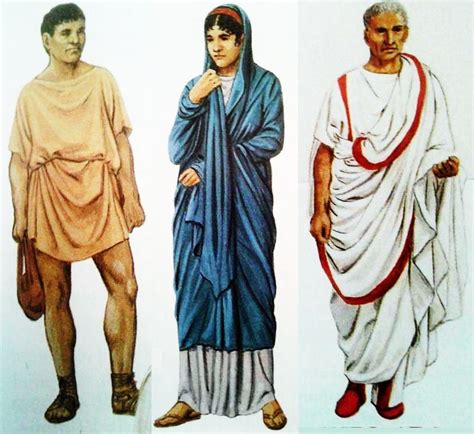 Representación de la vestimenta romana con túnica