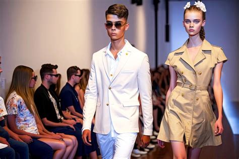 Jóvenes modelos en pasarela exhibiendo diversos estilos de ropa