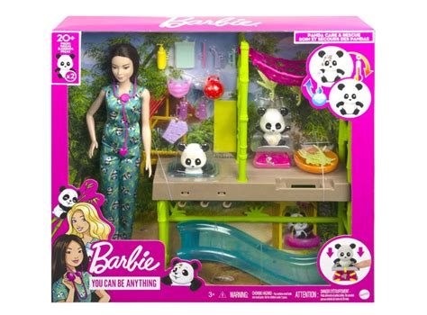 Barbie cuidando pandas bebés con efecto de cambio de color