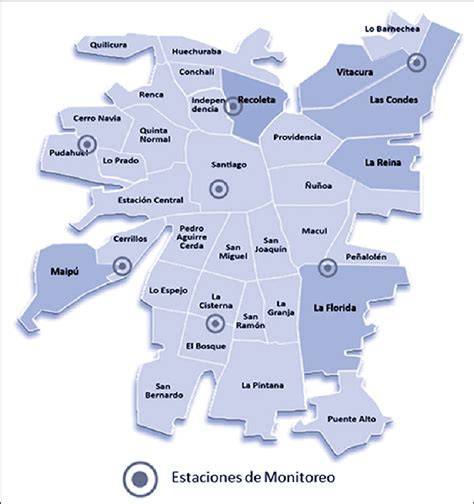 Mapa de la Región Metropolitana con foco en Recoleta y Comunas cercanas