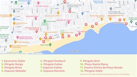 Mapa de escenarios posibles: playa, casa de los suegros, aeropuerto, hotel y alberca