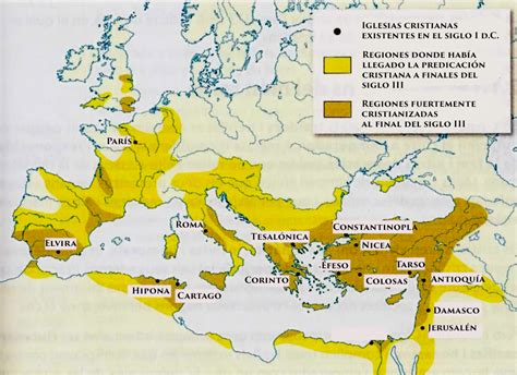 Mapa de la expansión del cristianismo en el Imperio Romano