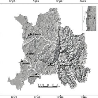 Mapa de la provincia del Elqui en la Región de Coquimbo, destacando las comunas afectadas por la sequía.