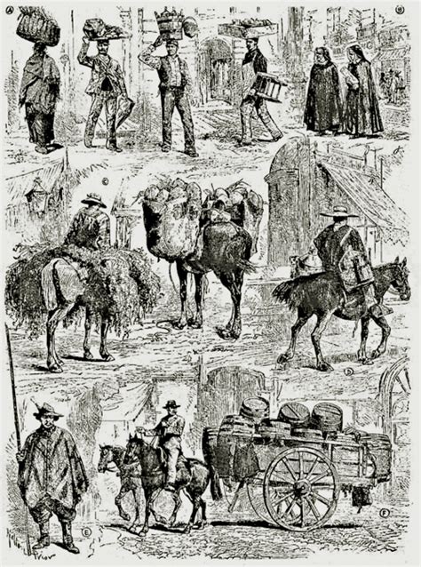 Personajes y comerciantes callejeros santiaguinos, según Melton Prior en 1890