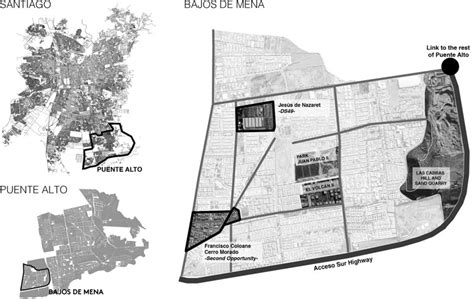 Mapa de ubicación de Bajos de Mena dentro de Puente Alto