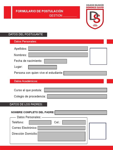 Documentos de postulación y formulario