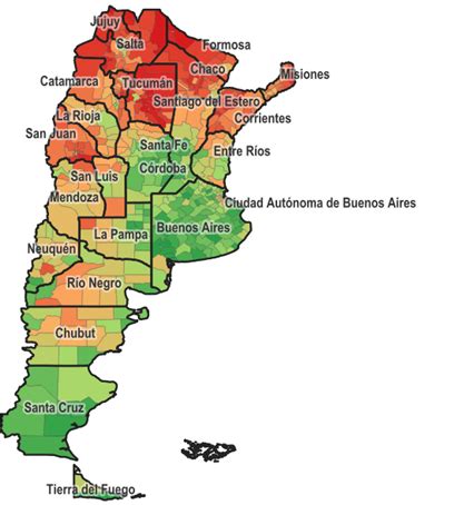 Mapa de Índice de Vulnerabilidad Social (IVS) por Partido, Argentina, 2001