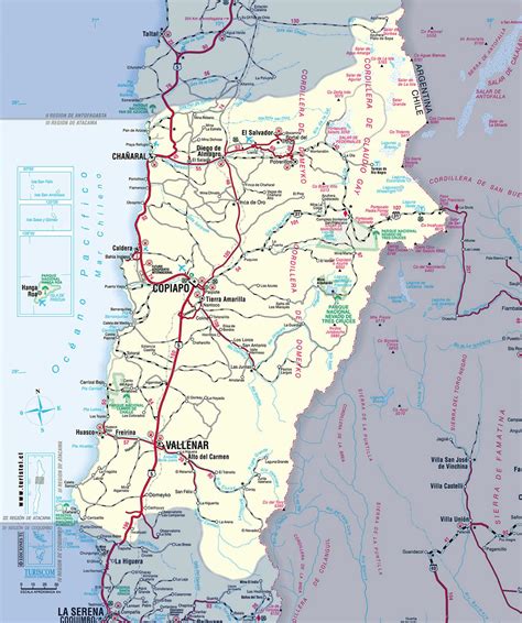 Mapa de la provincia de Copiapó en la región de Atacama, Chile