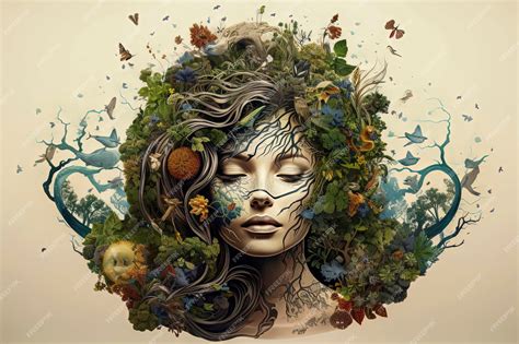 Representación artística de la mujer mapuche conectada con la naturaleza
