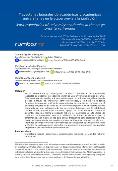 Esquema de las trayectorias laborales de académicos jubilados