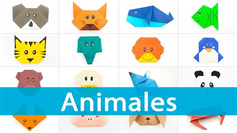 Varias figuras de animales hechas con origami.