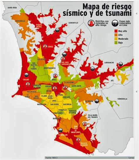 Mapa de zonas de riesgo por tsunami y deslizamientos en Iquique