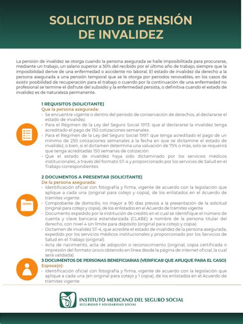 Infografía detallando el proceso de solicitud de pensión de invalidez, desde la presentación inicial hasta la evaluación médica.