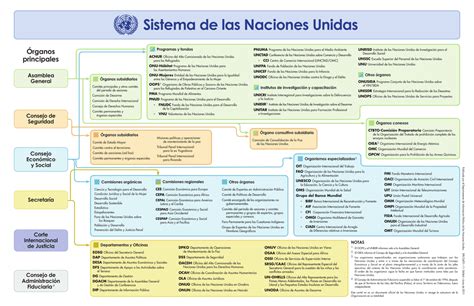 Esquema de la estructura del sistema de las Naciones Unidas y sus agencias especializadas