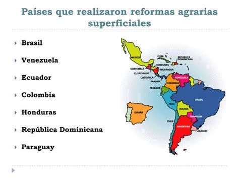 Mapa global de países que implementaron reformas agrarias significativas