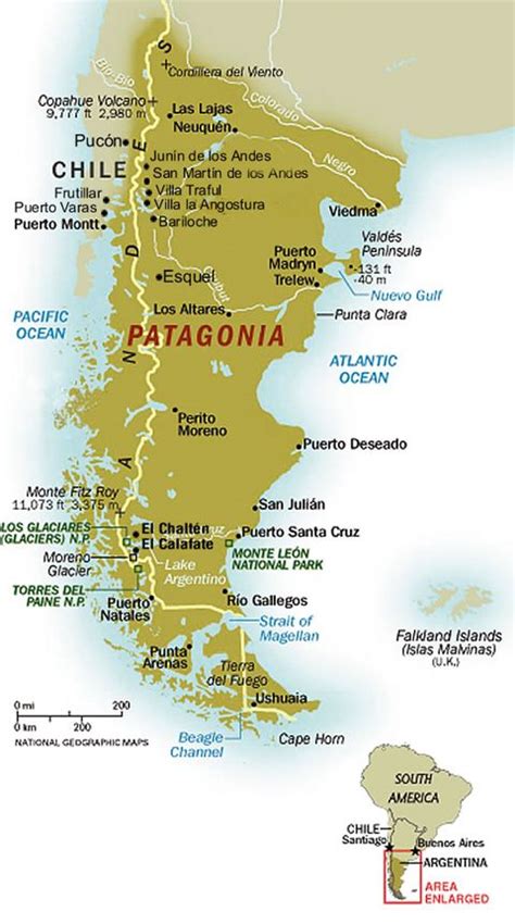 Mapa de la Patagonia chilena con los sitios de estudio del proyecto WWF destacados