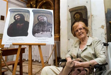 Foto de Cecilia Giménez en el Santuario de la Misericordia de Borja