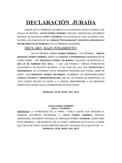 Esquema de los componentes clave de una declaración jurada en un concurso público