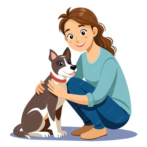 ilustración de un dueño acariciando a su perro con aspecto tranquilo y confortable