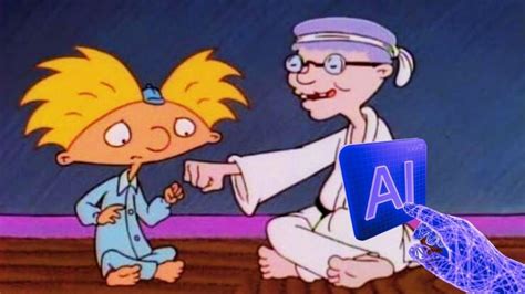 Imagen hiperrealista de la abuela Pookie de Hey Arnold con expresión malhumorada, vestido y mandil