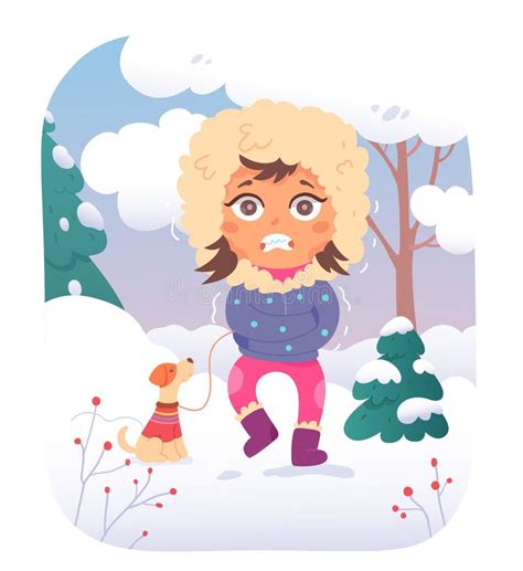 Ilustración de un perro temblando de frío con un termómetro que indica baja temperatura.