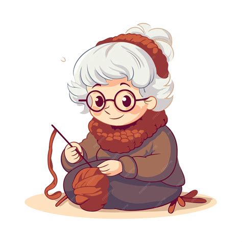 Ilustración de Miss Marple tejiendo y observando atentamente