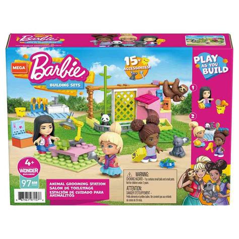 Set de construcción Barbie Mega Construx con bloques, figuras Barbie y animales exóticos