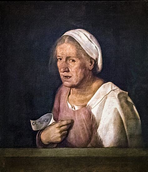 Pintura de una anciana por Giorgione con expresión de dolor
