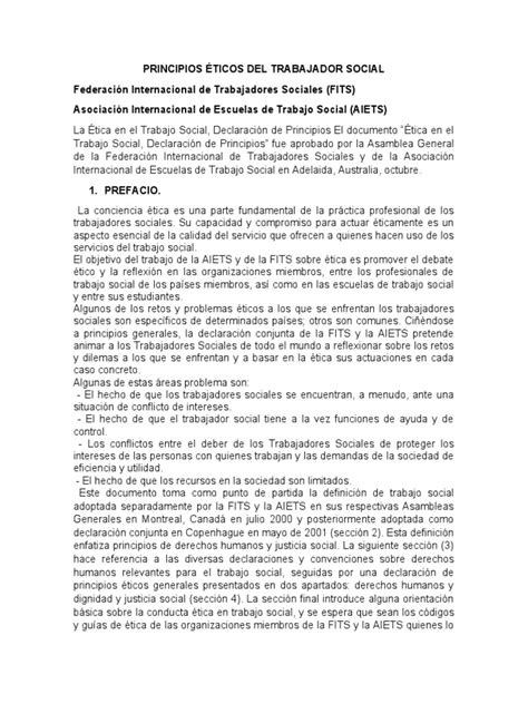 Infografía sobre los principios éticos del trabajo social