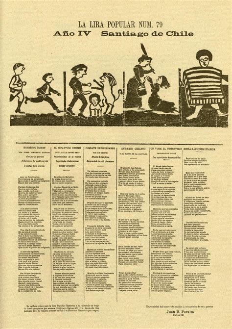 Pliego de Lira Popular con grabados y texto en décimas