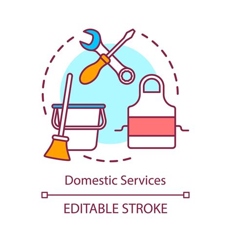 Ilustración de servicios domésticos: limpieza, cocina, jardinería, cuidado de niños