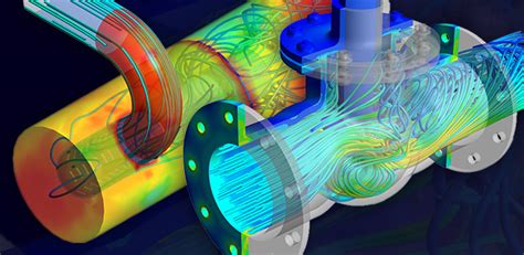 Esquema de un proceso de fluidodinámica computacional (CFD) mostrando el flujo de fluidos y la transferencia de calor