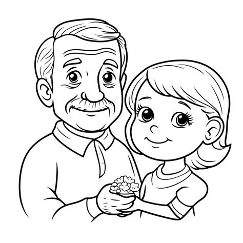 Dibujos de abuelos y abuelas abrazándose para colorear