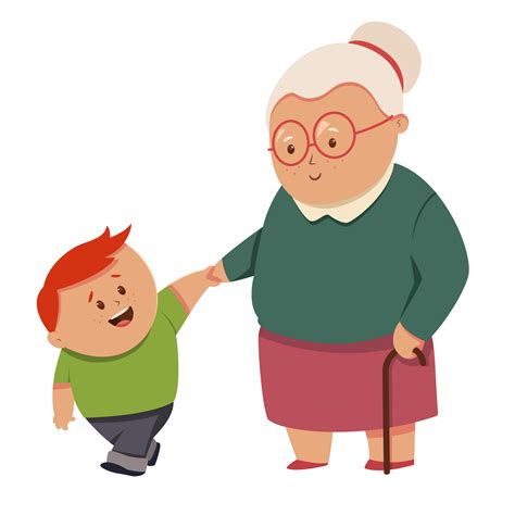 Niño coloreando un dibujo de su abuela con bastón