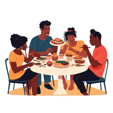 Ilustración de personas mayores compartiendo una comida