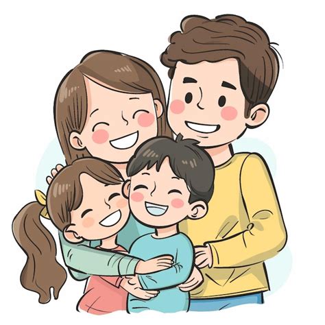 Ilustración de una familia multigeneracional unida y feliz.