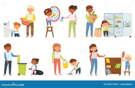 ilustracion de una mujer mayor cuidando a un familiar o realizando tareas domésticas