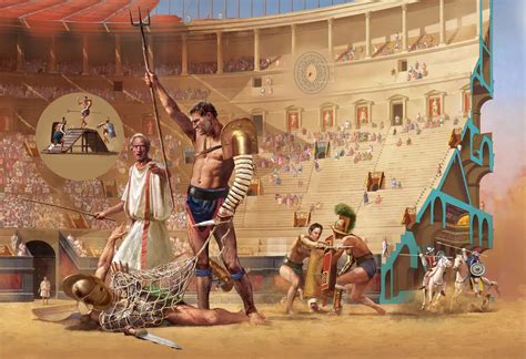 Mosaico o relieve de gladiadores en el Coliseo