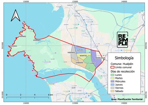 Mapa de ubicación de Hualpén en la Región del Biobío, Chile, con zonas industriales y residenciales marcadas.