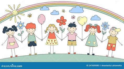 Ilustración: Niños tomados de la mano, con un futuro esperanzador